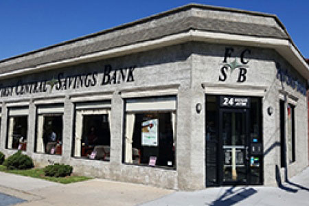 Picture of the exterior of First Central Savings Bank's Flushing Branch.