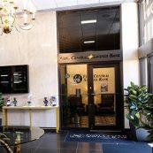 Picture of the inside lobby leading to the door of First Central Savings Bank's Lynbrook Branch.