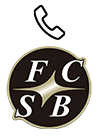 FCSB circle logo with white letters F, C, S, and B, with black background, and gold trim. Telephone Icon above circle logo to indicate phone numbers.